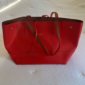 Jcrew monogrammed red/orange tote